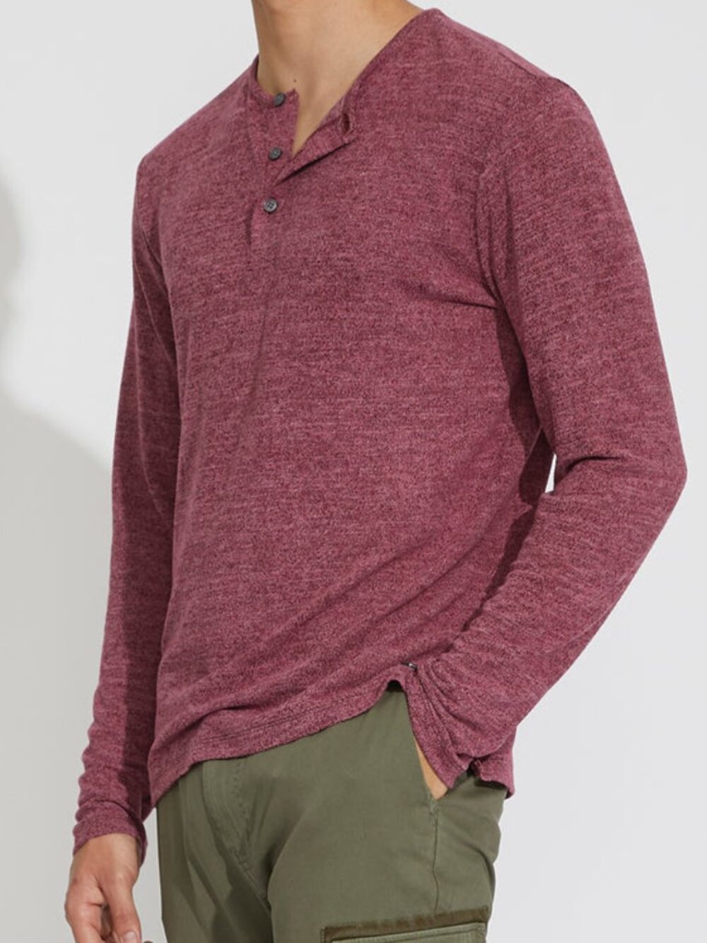 Civil Society Heather Burgundy Knit Henley